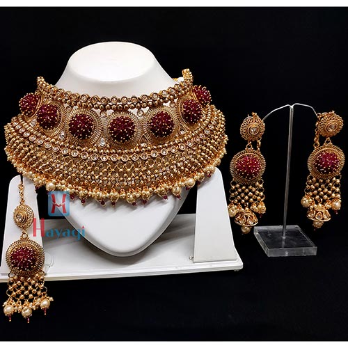 Buy Polki Kundan Bridal Choker Necklace Set – Gehna Shop